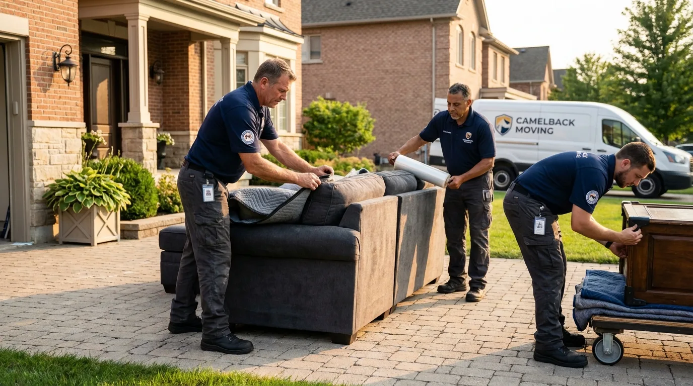 Large estate moving crew wrapping furniture in Diboll, TX